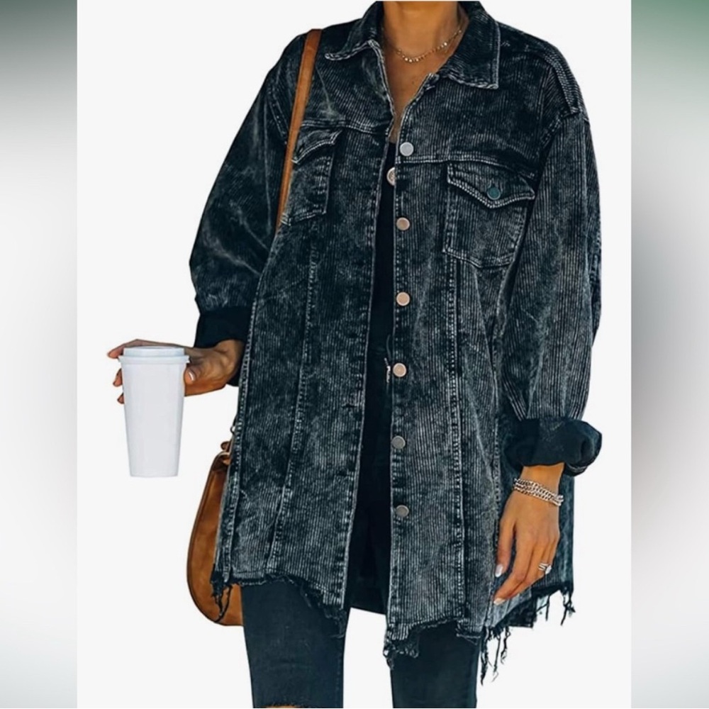 Oversized Distressed Corduroy Jacket